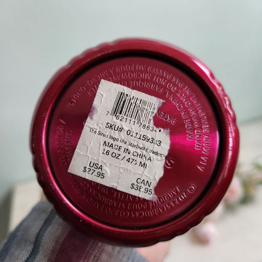NWT Starbucks 2024 Holiday Metallic Magenta Pink Waved Texture SS Bottle Tumbler